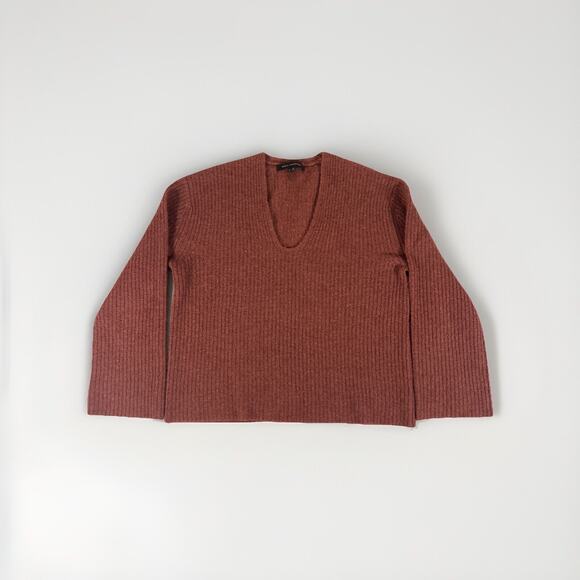 Skull Cashmere Sweater Womens Small Cable knit Cottagecore Brick Red Loose - Picture 1 of 11